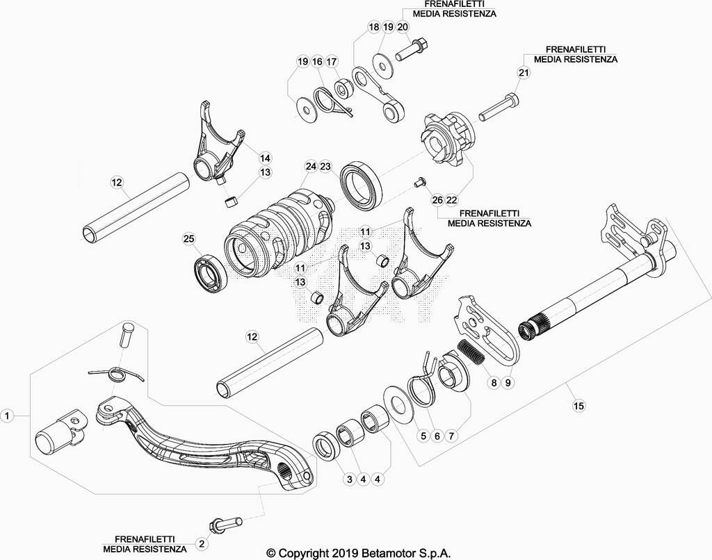 COMMANDE DE BOITE POUR 250 RR 2020