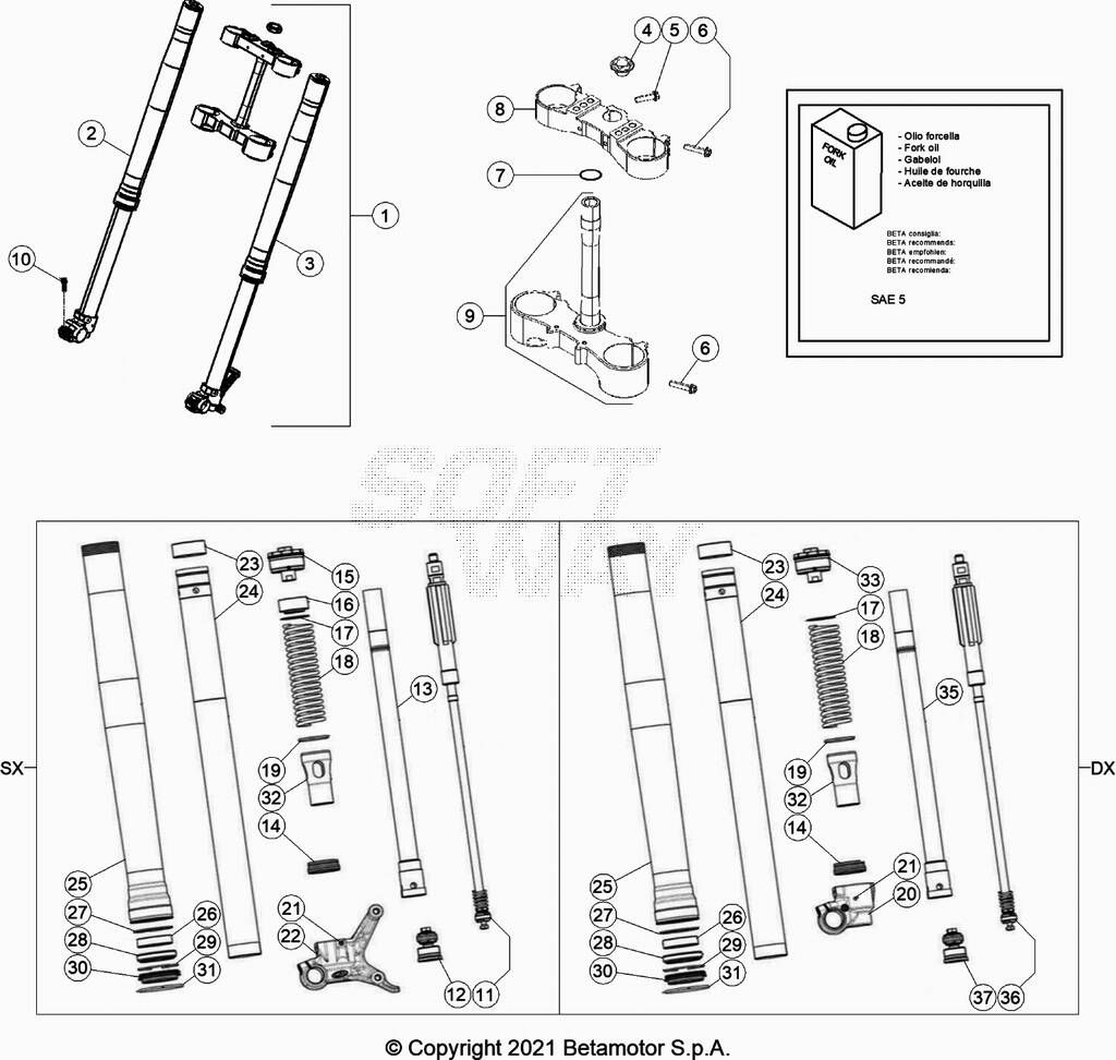 FOURCHE POUR BETA 200 RR STANDARD 2021