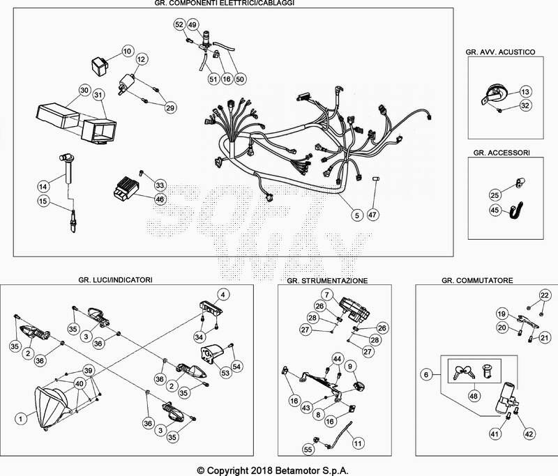 FAISCEAU ELECTRIQUE POUR BETA 50 RR ENDURO STD ROUGE 2020