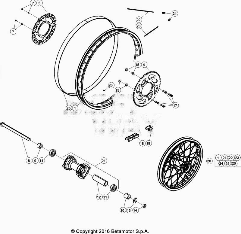 ROUE ARRIERE POUR BETA 50 ENDURO SPORT BLANC 2020