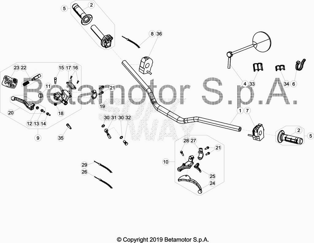 GUIDON COMMANDE POUR BETA 50 ENDURO RACING 2019