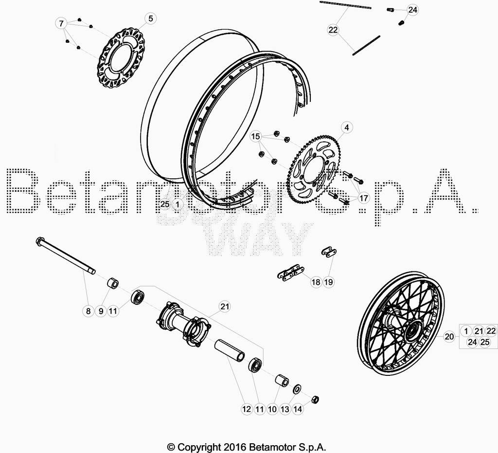 ROUE ARRIERE POUR BETA 50 RR MOTARD TRACK 2019