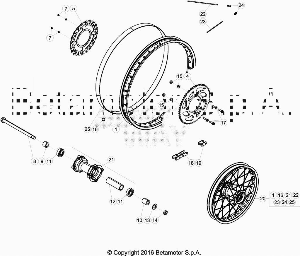 ROUE ARRIERE POUR BETA 50 RR ENDURO STD 2018