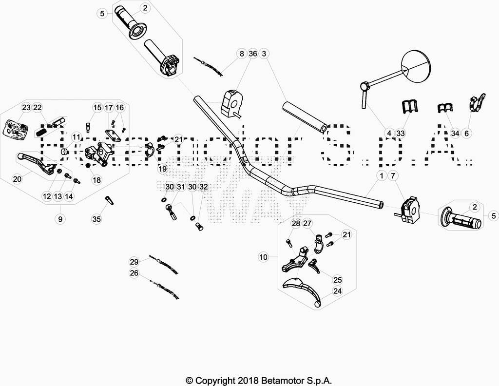 GUIDON COMMANDE POUR BETA 50 SUPERMOTARD SPORT 2018