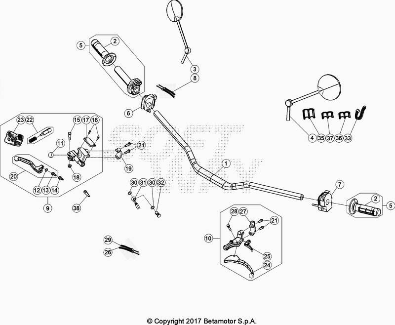 GUIDON COMMANDE POUR SUPERMOTARD 125 4T LC BLANC 2020