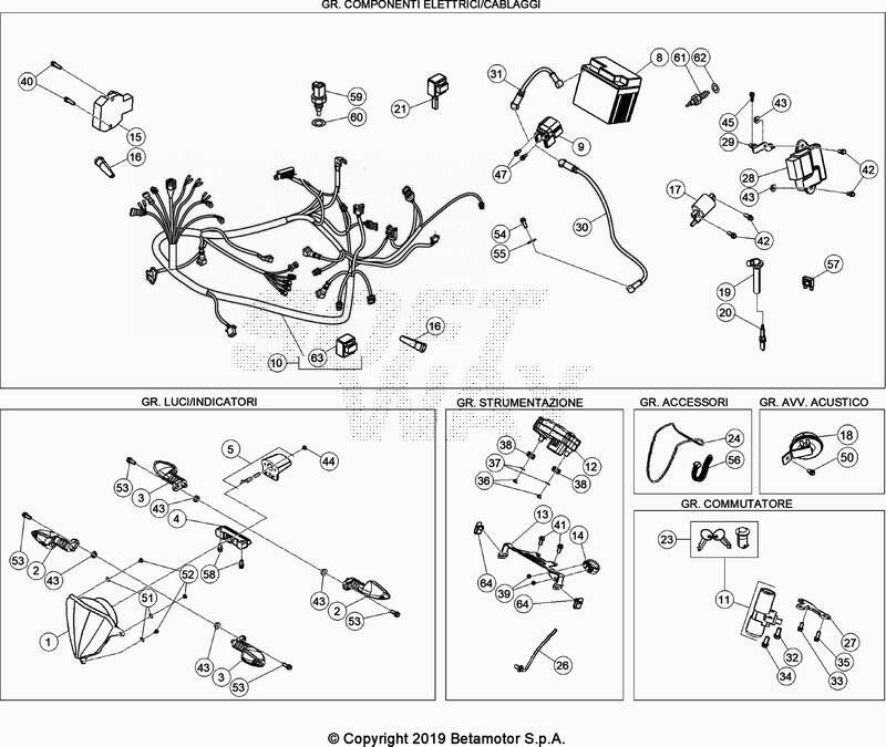 FAISCEAU ELECTRIQUE POUR SUPERMOTARD 125 4T LC BLANC 2020