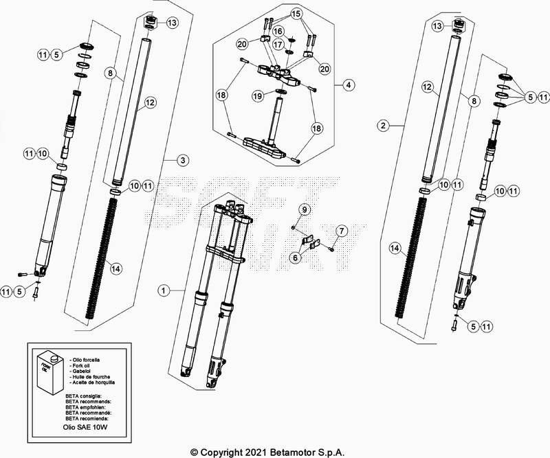 FOURCHE POUR BETA 50 RR MOTARD STD BLANC 2021