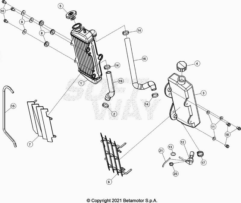 RADIATEUR POUR BETA 50 RR ENDURO STD BLANC 2021