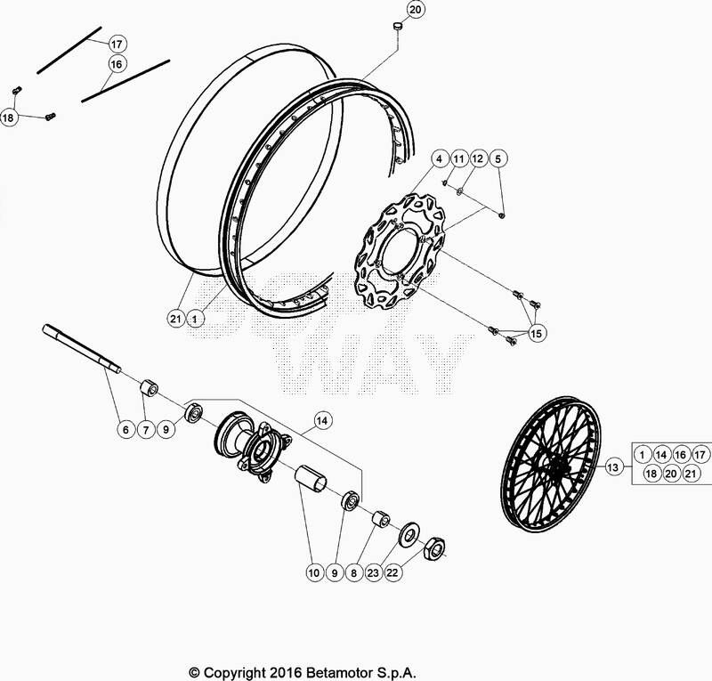 ROUE AVANT POUR BETA 50 RR ENDURO STD BLANC 2020