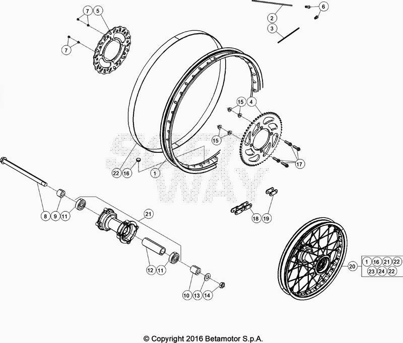 ROUE ARRIERE POUR BETA 50 RR ENDURO STD ROUGE 2021
