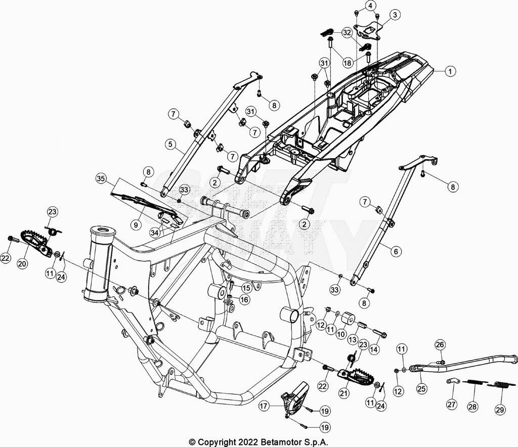 ACCESSOIRES DU CHASSIS POUR ENDURO RED RR 50 2T 2023