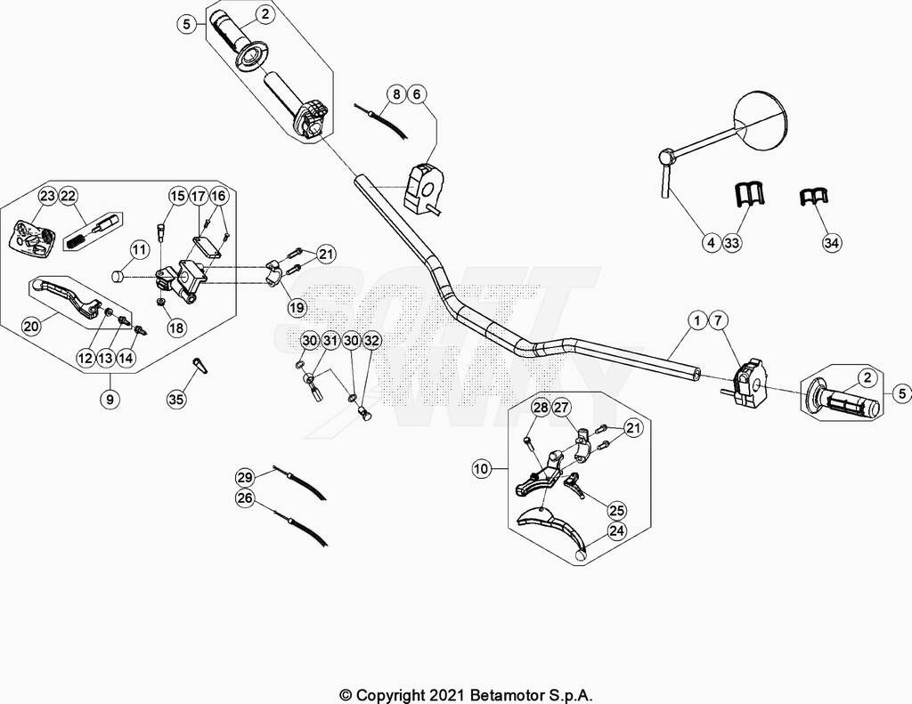 COMMANDES GUIDON POUR MOTARD BLACK RR 50 2T 2023