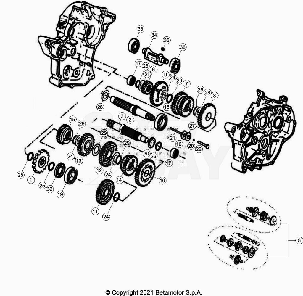 BOITE A VITESSES POUR ENDURO RED RR 50 2T 2023