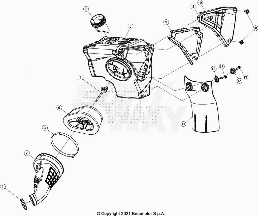 BOITIER DU FILTRE POUR ENDURO RR 50 2T RACING 2023