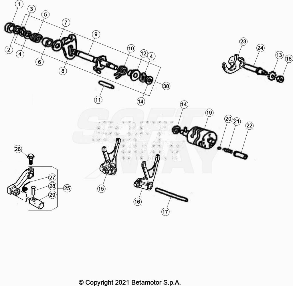 COMMANDE BOITE A VITESSES POUR ENDURO RR 50 2T RACING 2023