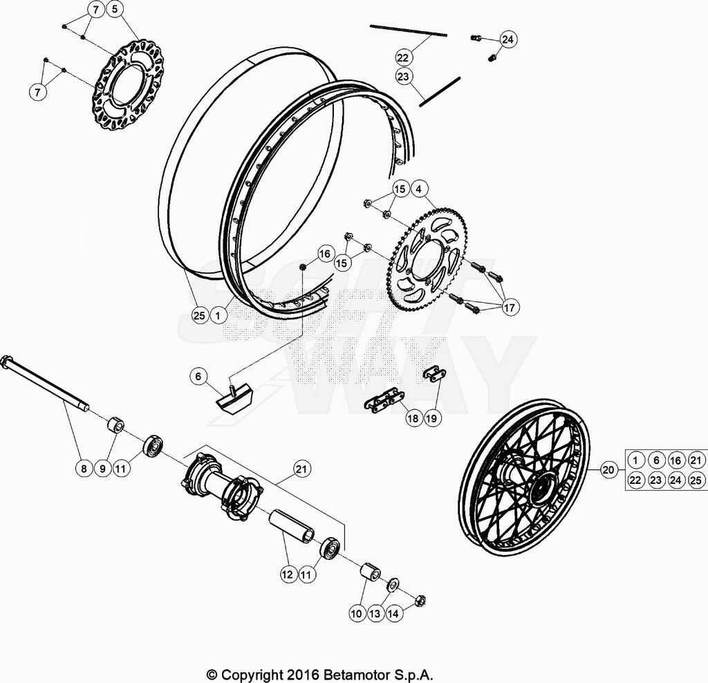 ROUE ARRIERE POUR ENDURO RR 50 2T RACING 2023