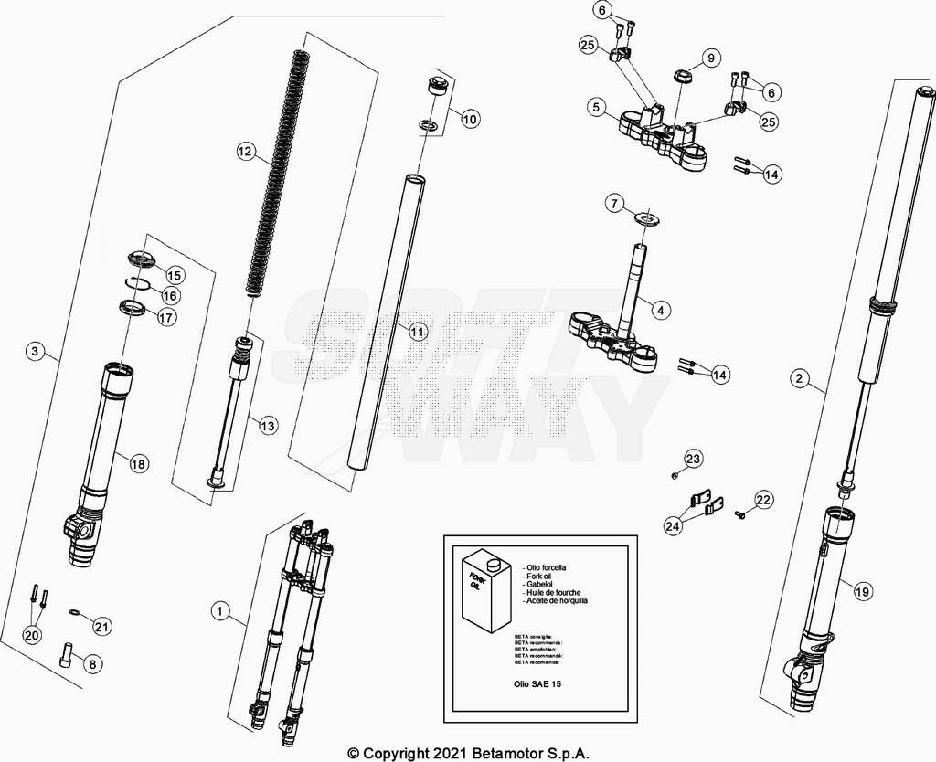 FOURCHE POUR ENDURO RED RR 50 2T SPORT 2023